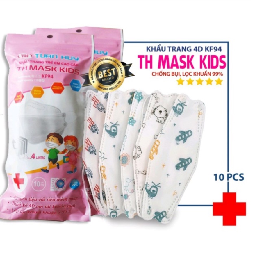 Set 10 Khẩu Trang 3D Kháng Khuẩn KF94 Cao Cấp UNIMASK Cho Bé