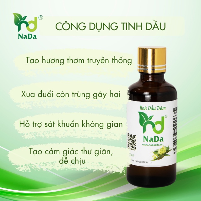 Tinh dầu Tràm nguyên chất Nada | Kiểm định QT3 | Tránh gió, sát khuẩn không gian, giữ ấm cơ thể