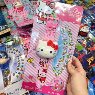 Đồng hồ điện tử đeo tay chiếu ảnh hình Mèo Kitty nổi 3D cho trẻ em bé gái màu hồng siêu xinh - 24NDH3DKT