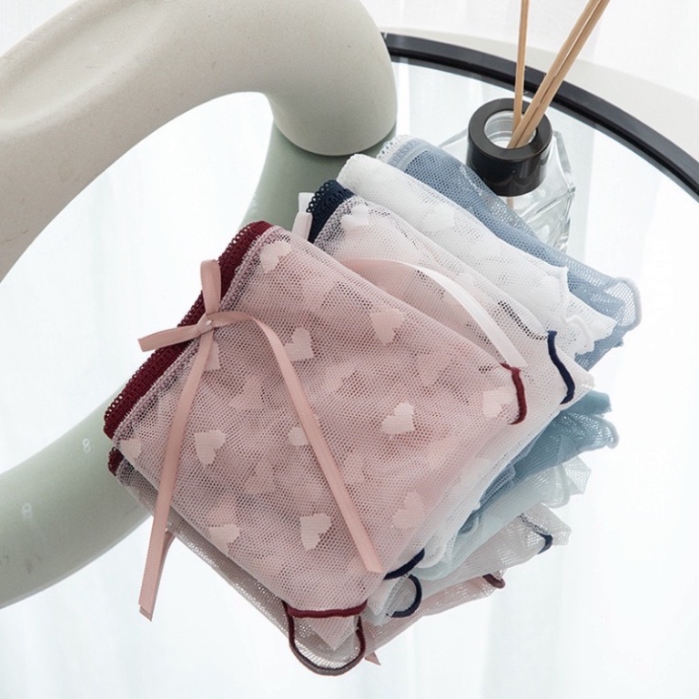 Quần Lót Ren Sexy Viền Màu Phối Họa Tiết Trái Tim Gợi Cảm Quyến Rũ H006, quần ren sexy, dễ thương, quyến rũ | BigBuy360 - bigbuy360.vn