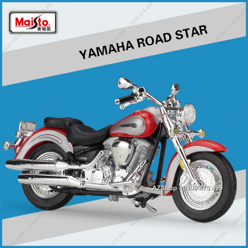 Xe Mô Hình Moto Yamaha RoadStar Tỉ Lệ 1:18 - Đỏ - Maisto - 8886