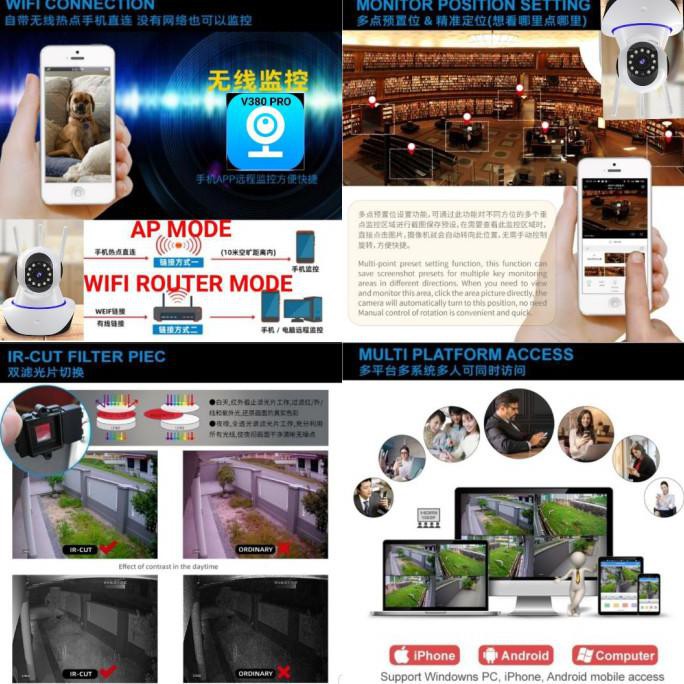 Camera An Ninh Không Dây Kết Nối Wifi V380 Ip Hd 720p Ip P2P - Không Có Memory