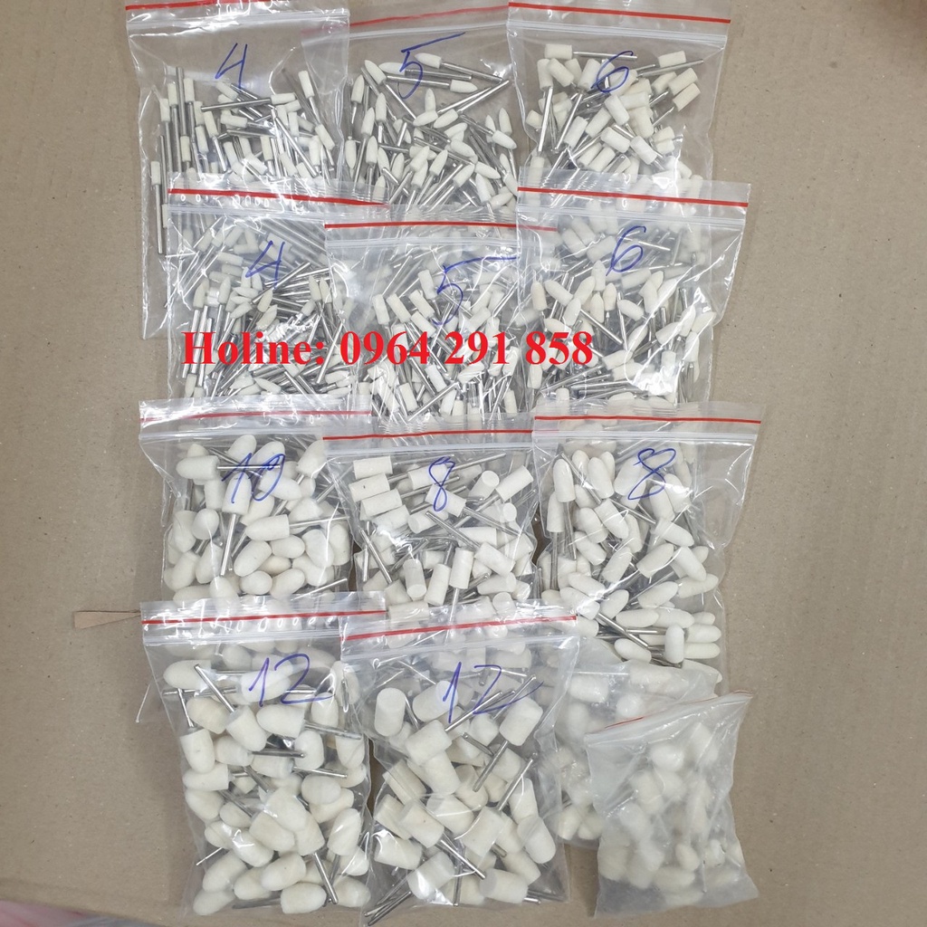 đầu nỉ đánh bóng hình trụ hình nón đủ kích cỡ 4/5/6/8/10/12mm cán 3mm hoặc 2mm- dụng cụ đánh bóng - đánh bóng điện thoại