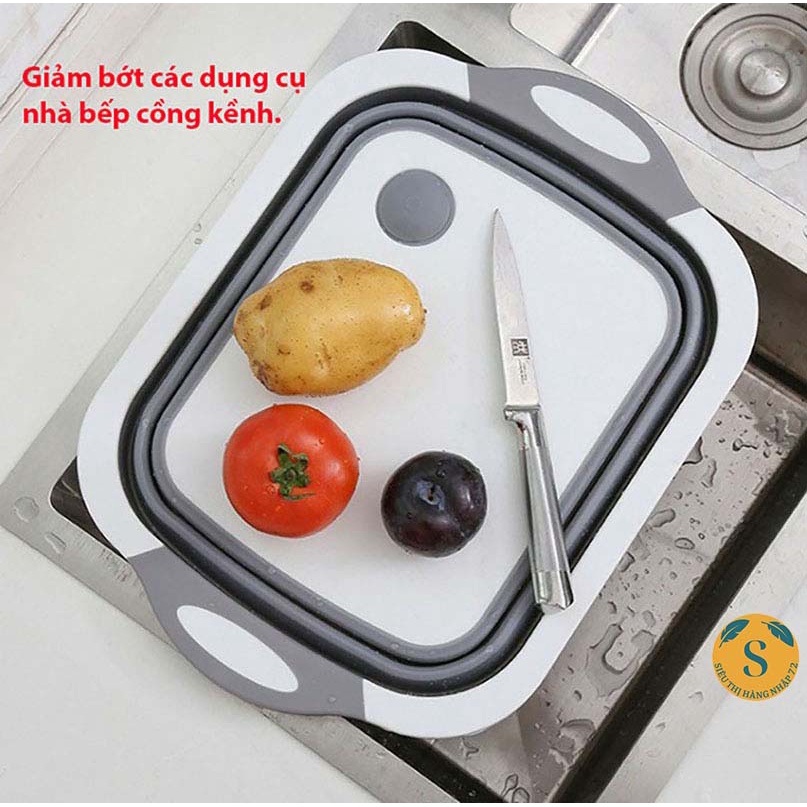 Chậu gấp gọn kiêm Thớt Nhựa Đa Năng 3 In 1 Kiêm Chậu Rửa, Rổ Đa Năng, Thớt Siêu Tiện Dụng [CHẬU THỚT]