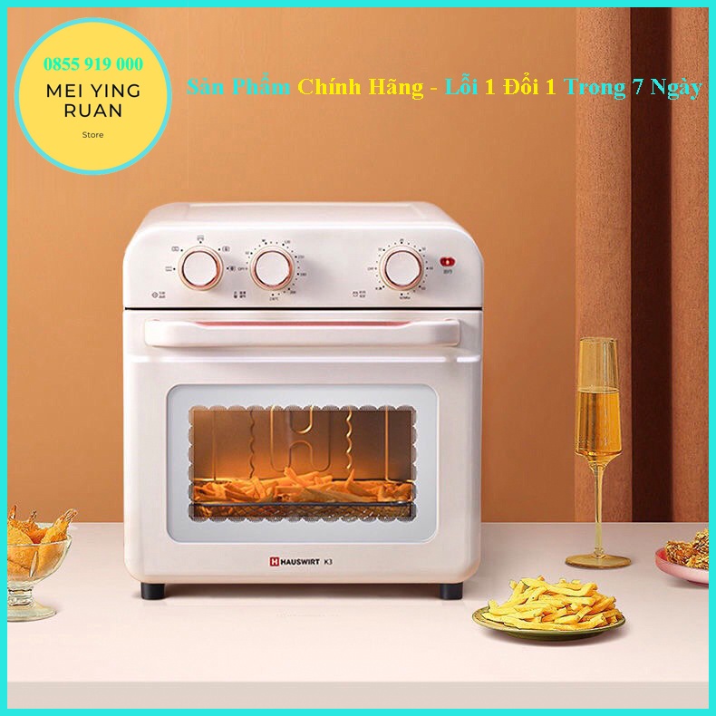 Lò nướng cao cấp kiêm nồi chiên không dầu đa năng HAUSWIRT K3 - dung tích 18L màu Trắng , bảo hành 12 tháng