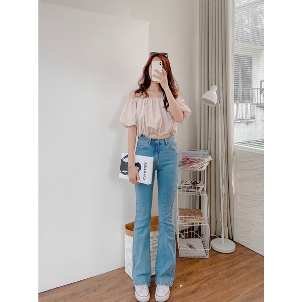 Áo croptop hai dây tay bí form ngắn chất cao cấp MIEU - JJN11