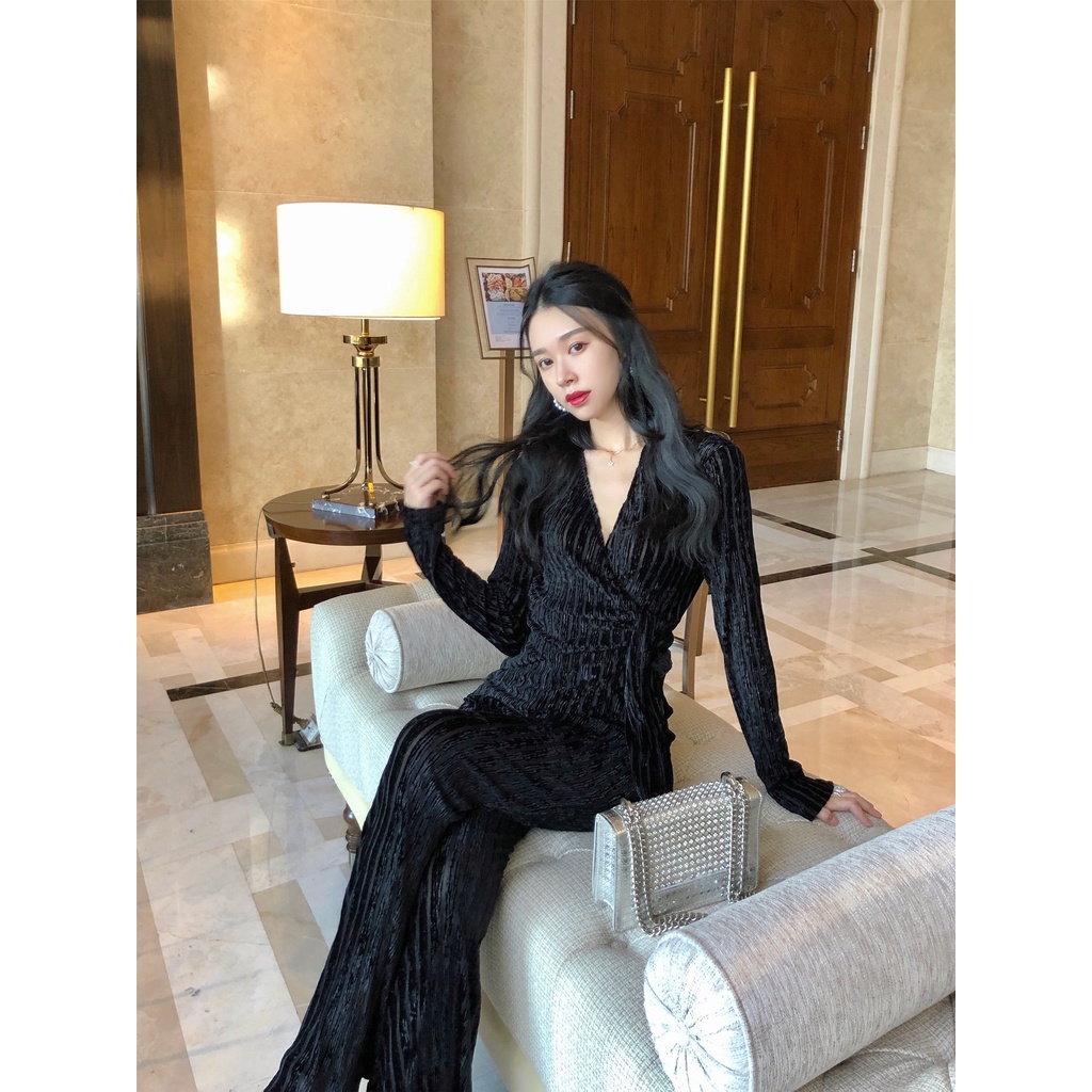 [ SẢN PHẨM  BÁN LIVE _ KHÔNG CÓ SẲN ]jum nữ ôm dáng dây buộc eo nhung ống rộng 4/2