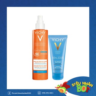 Set KCN Dạng Xịt Toàn Thân Vichy Capital Ideal Soleil Beach Protect SPF 50+ 200ml Tặng Kem Nhả Nắng Vichy Ideal Soleil