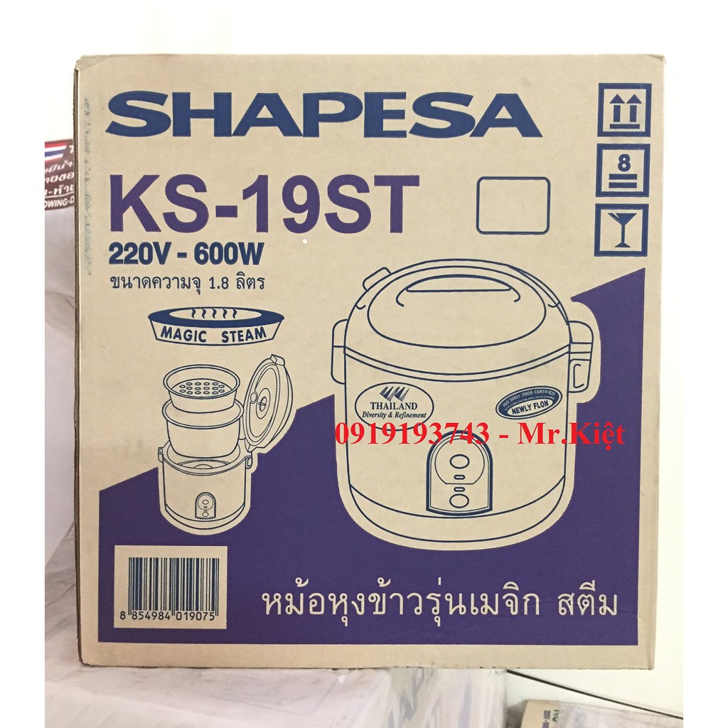Nồi cơm điện Thái Lan Shapesa 1.8L KS-19ST (nắp gài - chống dính)