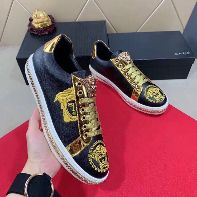 Siêu phẩm giày nam khoá đế in vesar dây nhũ vàng gót vàng siêu sang trọng | BigBuy360 - bigbuy360.vn