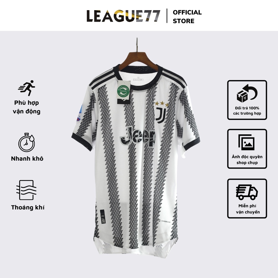 Bộ quần áo thể thao nam Juventus 22/23 sân nhà - set quần áo đá bóng nam nữ màu trắng đen ngắn tay form âu Leaguestore