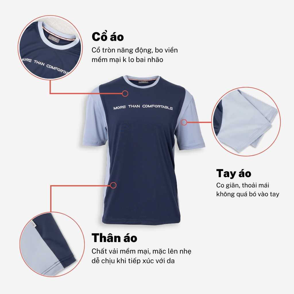 Áo thun thể thao ngắn cộc tay nam CIZA basic cổ tròn dáng rộng cao cấp trẻ trung size S M L XL màu navy ATNR59