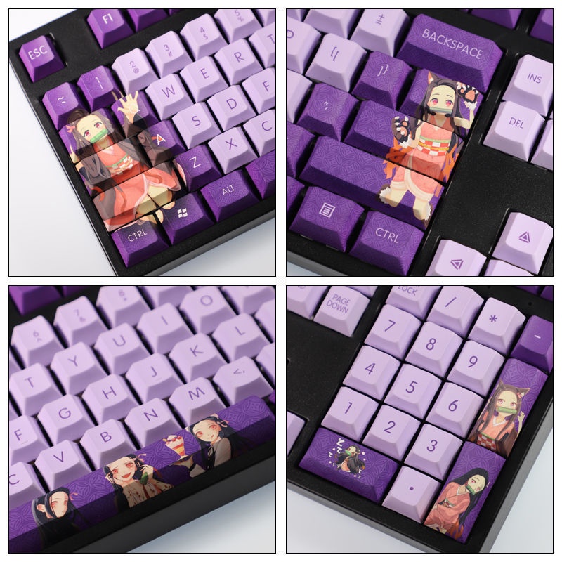 Kamado Nezuko Keycap Cherry Profile Demon Slayer Theme anime PBT Dye phụ bàn phím cơ Keycap