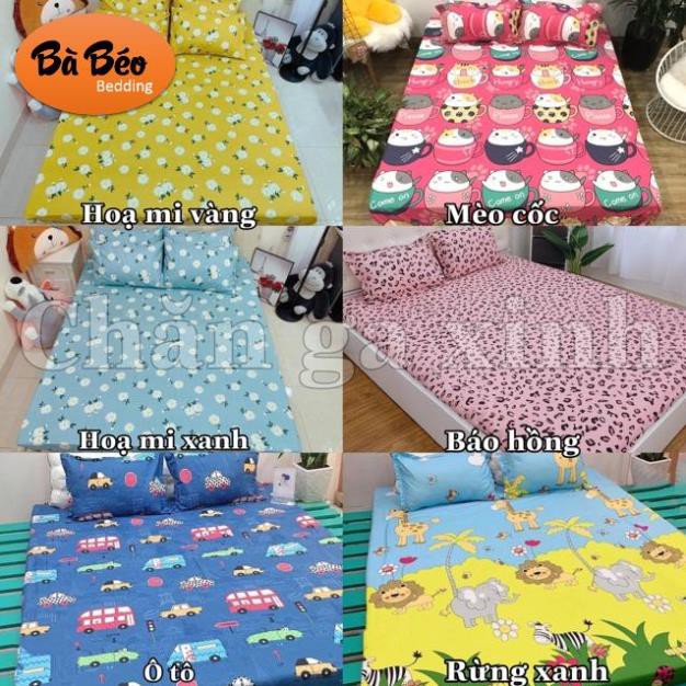 Bộ ga kèm đôi vỏ gối poly cotton siêu ngộ nghĩnh m6 hoặc m8 (được chọn mẫu)