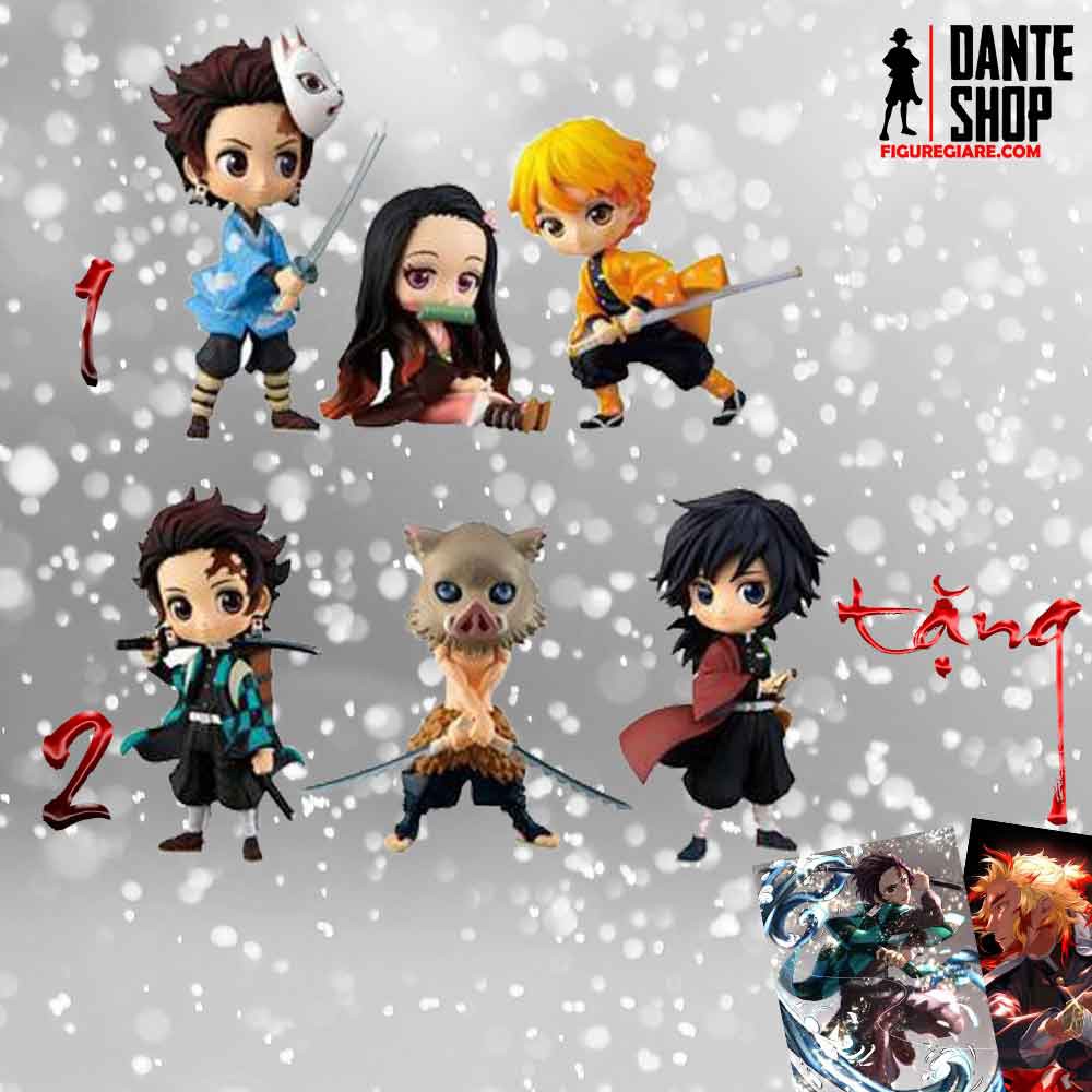 Mô Hình Demon Slayer Kimetsu no Yaiba Nhân Vật Figure Tanjirou, Zenitsu, Inosuke, Nezuko 10cm | Tặng Poster