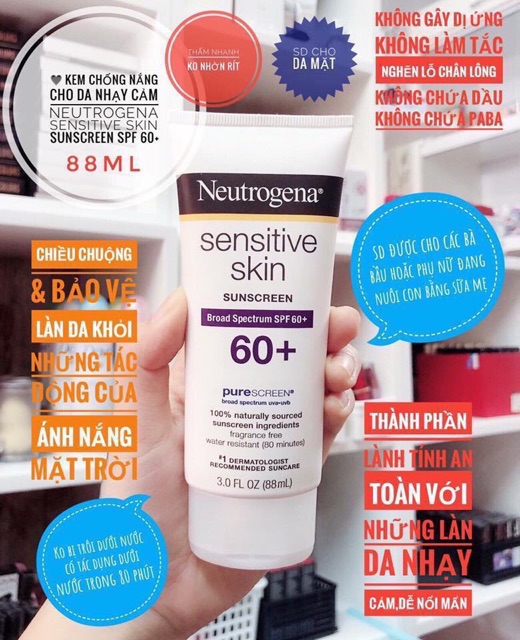 Kem chống nắng Neutrogena Sensitive Skin Sunscreen Broad Spectrum SPF 60