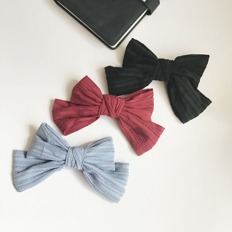 Kẹp tóc đính nơ vải cotton kiểu dáng xinh xắn dành cho nữ