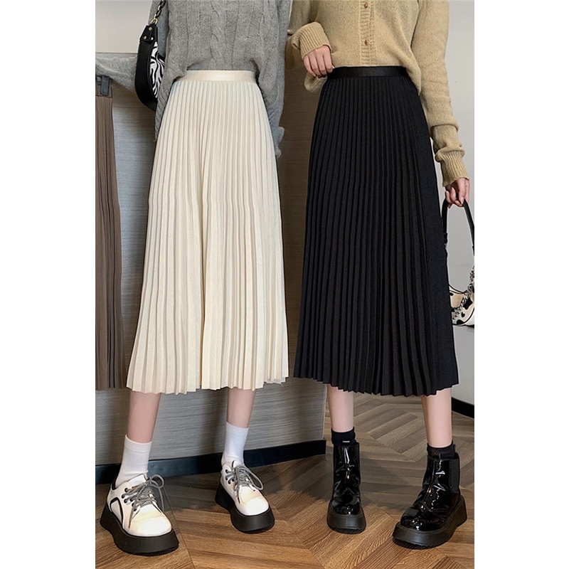 Chân váy dài eo cao xếp ly phong cách Hàn Quốc cổ điển dễ thương cho nữ | BigBuy360 - bigbuy360.vn