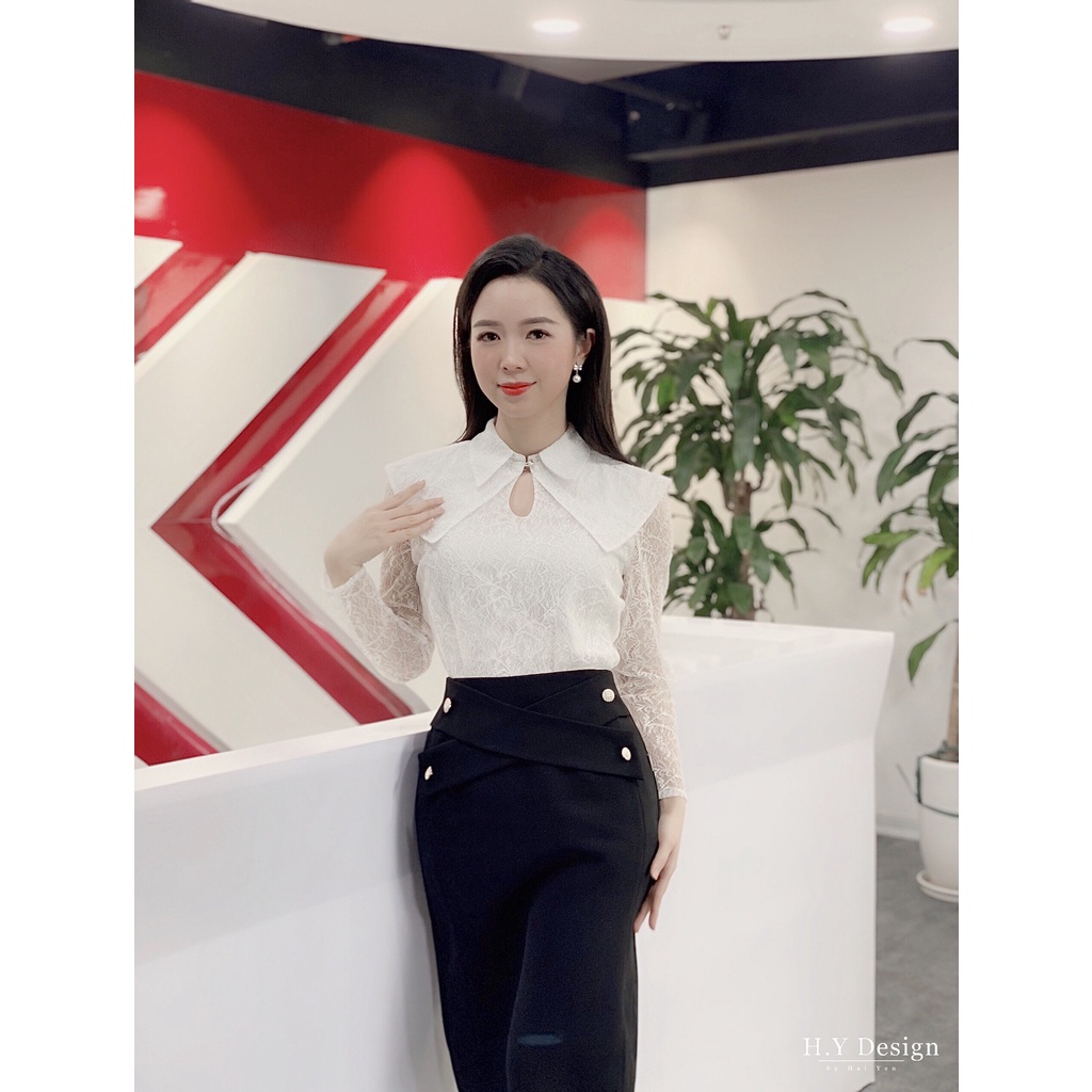 Áo ren 1 khuy trắng - AK015