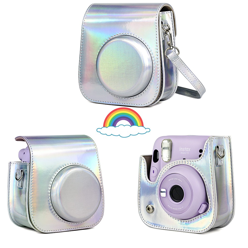Túi bảo vệ máy ảnh da PU có dây đeo vai chống rơi cho Fujifilm Instax Mini 11 mini9/8 + / 8