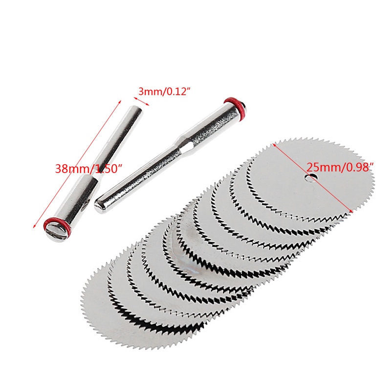 Bộ 10 đĩa lưỡi cưa gỗ 25mm và 2 thanh cắt xoay dremel tiện lợi