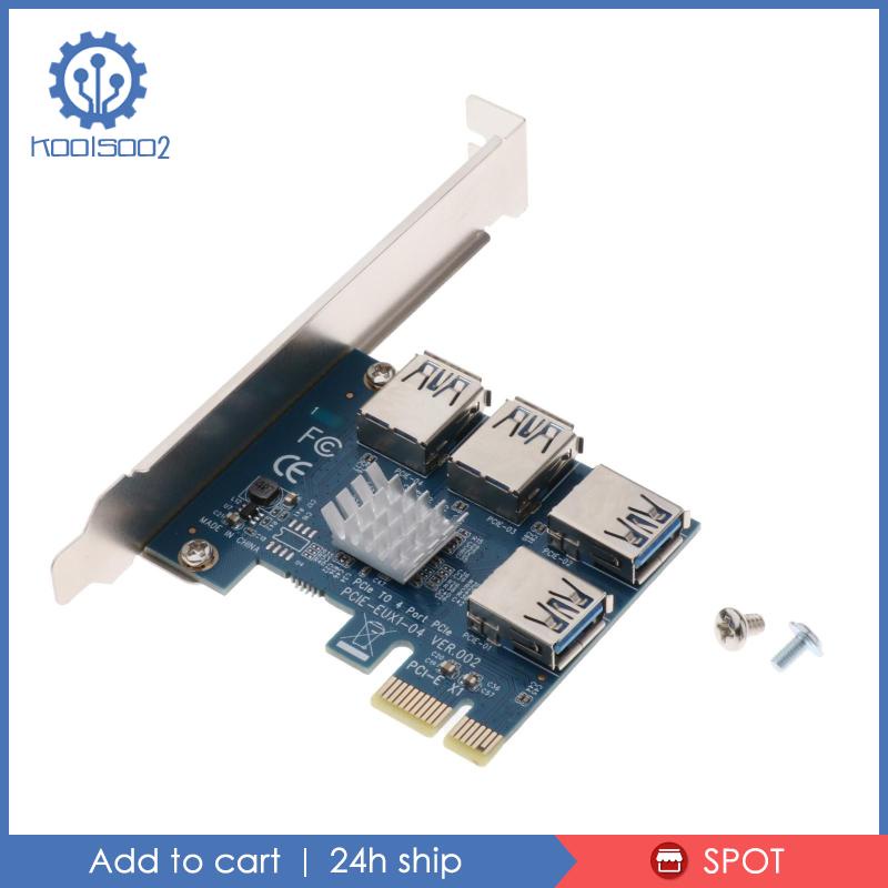 PCIE PCI-E 1 to 4 USB 3.0 PCI Express 16X Slots Riser Card Adaptor Converter