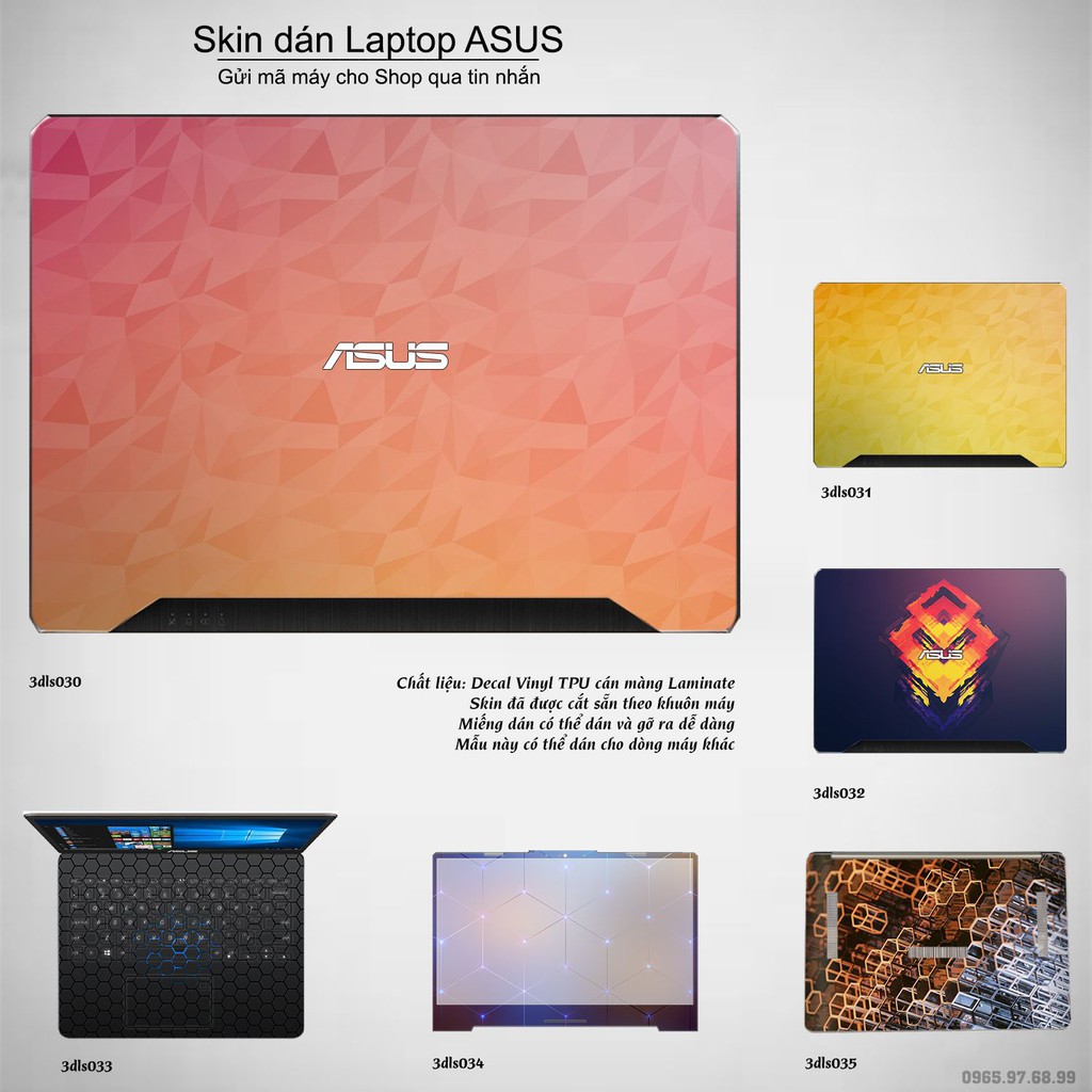 Skin dán Laptop Asus in hình 3D Color