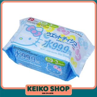 [COMBO 3 GÓI] Giấy ướt LEC Hello Kitty SS232 (80 tờ)