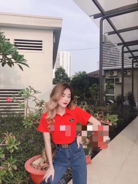 Set Bộ Quần Jeans Ngố + CropTop Logo Cam♻️