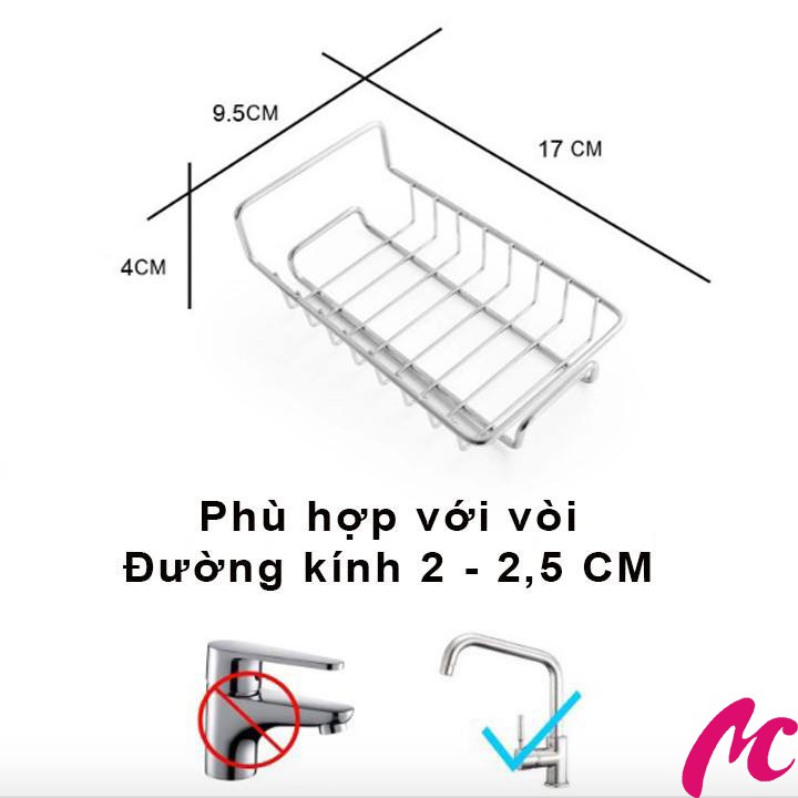 Giá Treo Vòi Inox Đựng Đồ,Giẻ Rửa Chén Bát Tiện Lợi_MC373