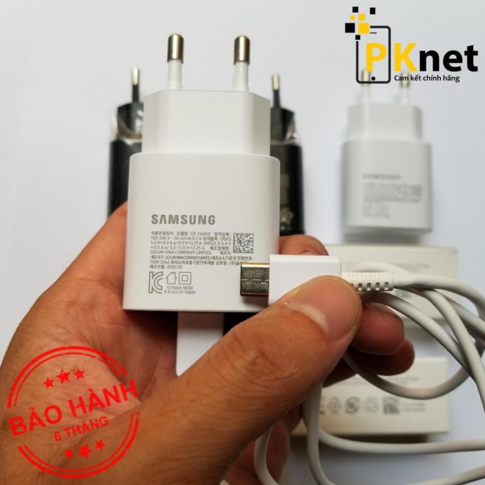 Bộ sạc nhanh Samsung 25W chính hãng Note 10/Note 20 kèm cáp sạc C - C, tiết kiệm thời gian sạc, bảo vệ pin