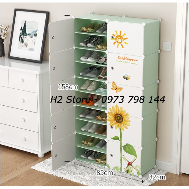 TỦ ĐỂ GIÀY CỬA TRẮNG HƯỚNG DƯƠNG VÁCH CỐM 20 Ô (chia ô)