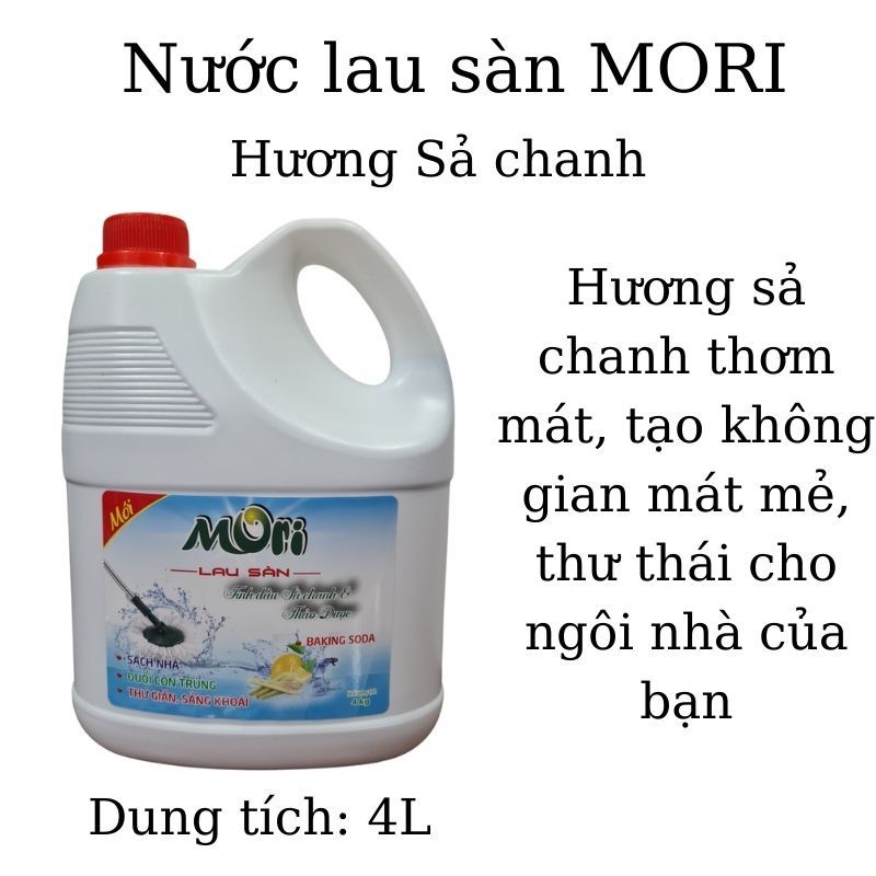 Nước lau sàn MORI hương quế/ sả chanh, can 4kg