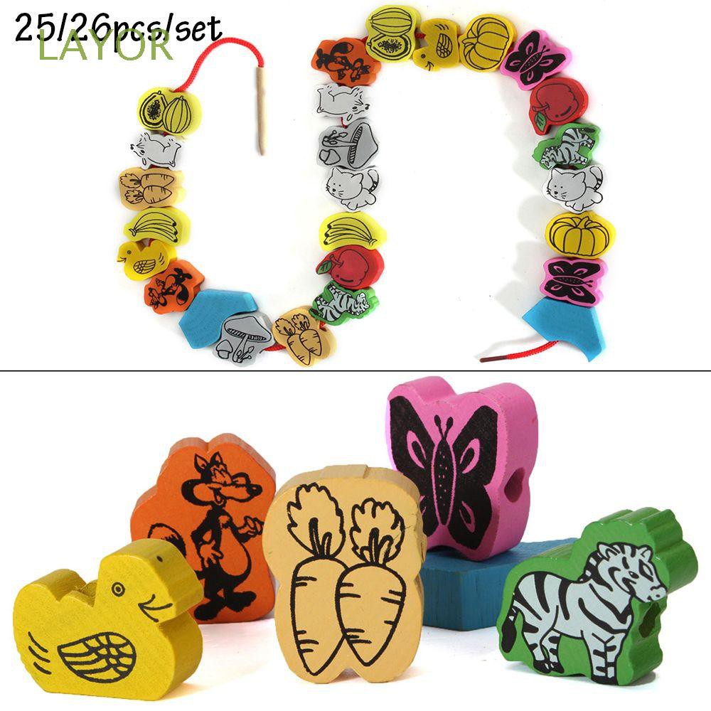 Bộ đồ chơi xỏ dây sâu hạt gỗ cho bé