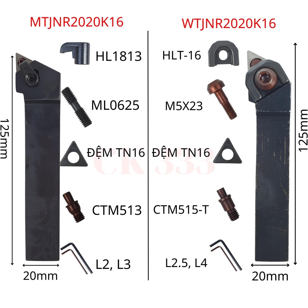 CÁN DAO TIỆN CNC16 20 25  MTJNR1616H16 , MTJNR2020K16 VÀ MTJNR2525M16 TIỆN GÓC 93 ĐỘ LẮP MẢNH TN16