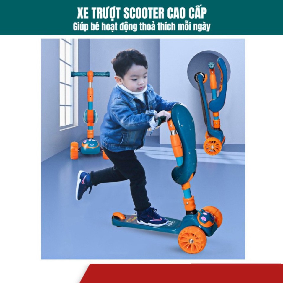 XE TRƯỢT SCOTTER 3 TRONG 1 CÓ GHẾ NGỒI + CÓ ĐÈN VÀ NHẠC/ XE TRƯỢT SCOOTER NHỰA