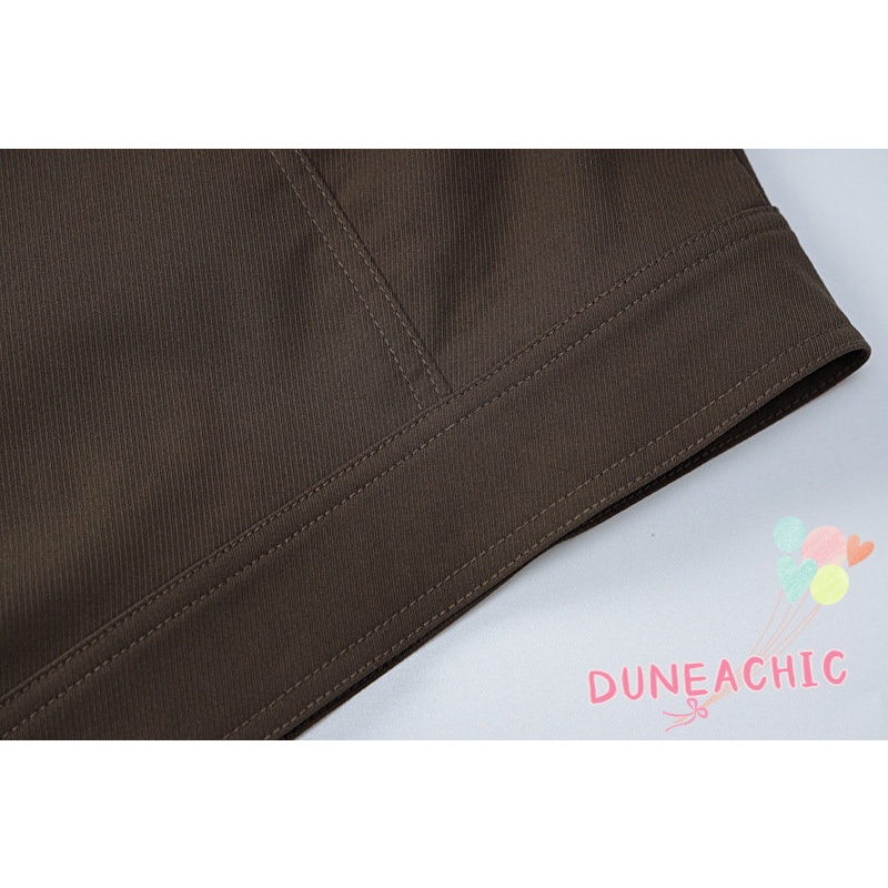 DUNEA Áo Khoác Tay Dài Phối Túi Phong Cách Đường Phố Cá Tính Cho Nữ