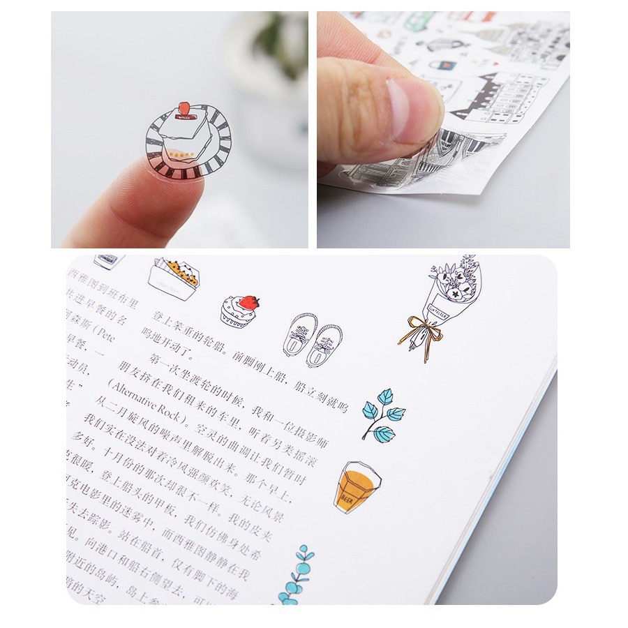 Set 6 tờ miếng dán hình tạp chí du lịch phong cảnh Paris London trang trí nhật ký/ quà tặng A6412