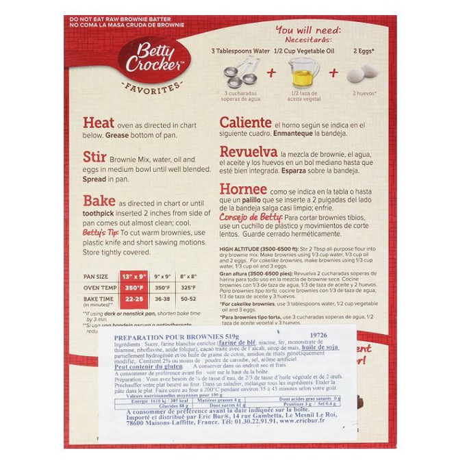 Bột Làm Bánh Pha Sẵn Betty Crocker Fudge Brownie Mix Pouch 519g