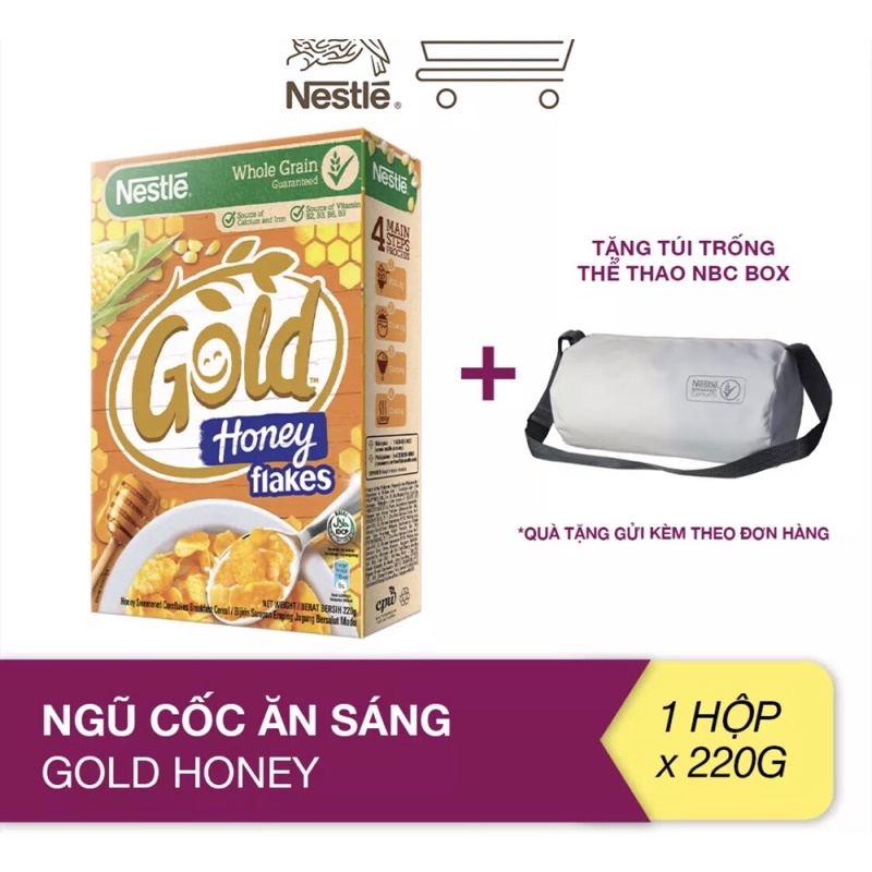 [Tặng túi trống thể thao xanh][Hsd:4/2022]Hộp 220g ngũ cốc ăn sáng Honey Gold