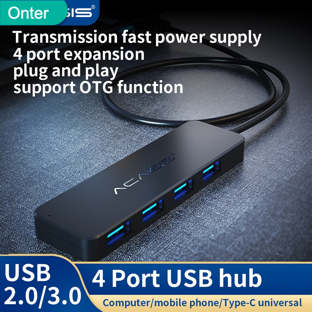 🍃Hàng giao ngay🍃ACASIS Hub usb 4 cổng chuẩn 3.0 dài HUB Chia Cổng USB 3.0 Vỏ Nhựa ABS Dành Cho PC Laptop HDD 5Gbps