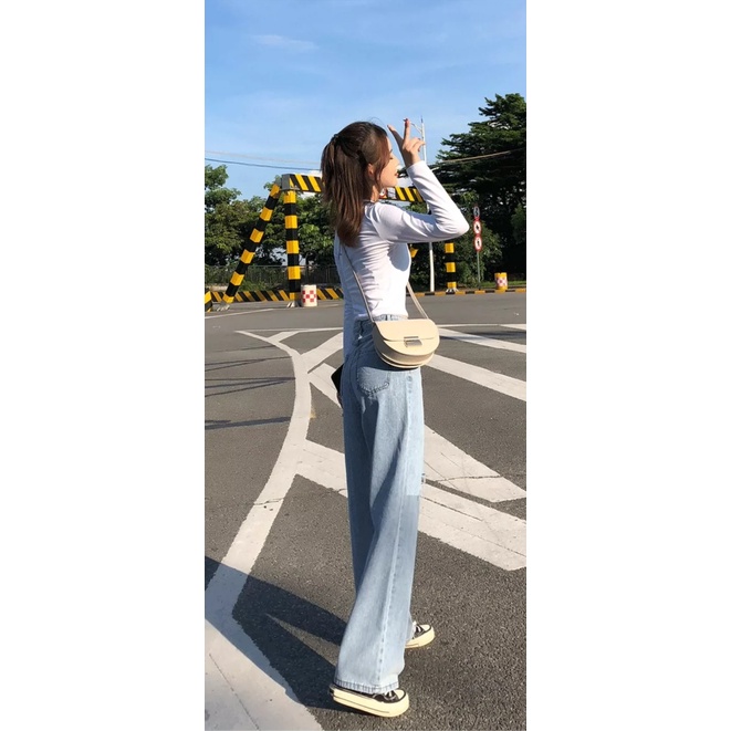 Quần jean bò ống rộng suông xuông nữ hàng Quảng Châu phong cách Hàn Quốc sành điệu style năm 2022 SKShop22 | BigBuy360 - bigbuy360.vn