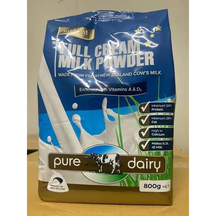 Bột sữa nguyên kem Pure dairy 800gr