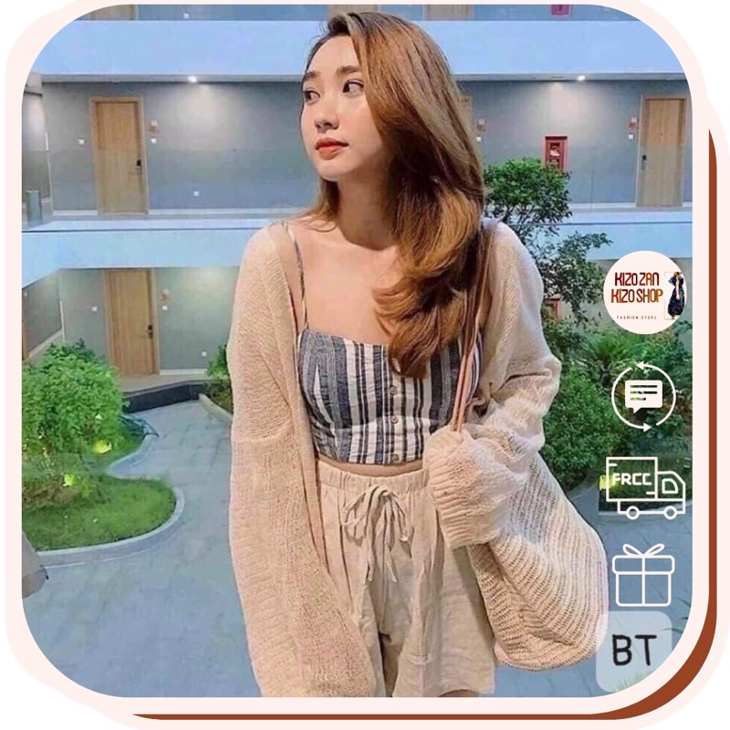 Áo khoác len mỏng cardigan choàng ngoài nữ phong cách Hàn Quốc mặc thu đông hàng Quảng Châu đẹp