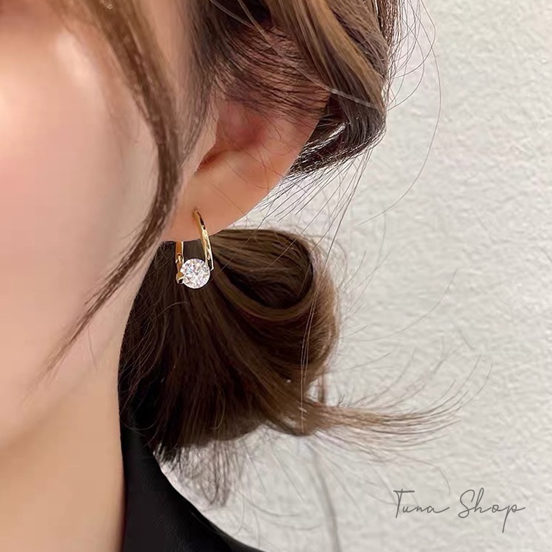 Khuyên tai bạc nữ gắn đá pha lê, Hoa tai Bạc nữ đính đá cao cấp TUNASILVER, 𝐂𝐚𝐦 𝐤𝐞̂́𝐭 𝐜𝐡𝐮𝐚̂̉𝐧 𝐁𝐚̣𝐜 _ 𝐓𝐫𝐚𝐧𝐠 𝐬𝐮̛́𝐜 𝐁𝐚̣𝐜