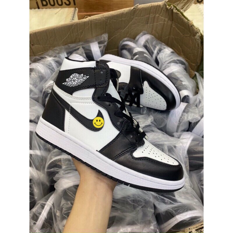 Giày jordan cổ cao panda, giày thể thao sneaker air jordan 1 jd đen trắng nam nữ full box