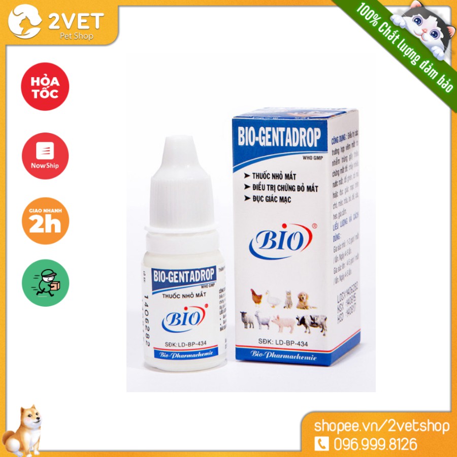 [Chăm Sóc Thú Cưng] Nước Nhỏ Mắt Bio Genta Drop Chó Mèo – 2Vet - Chăm Sóc Vật Nuôi