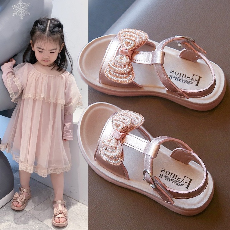 Sandal Cho Bé Gái Từ 2 Đến 10 Tuổi Đính Nơ Đế Mềm Chống Trơn ( B6 )