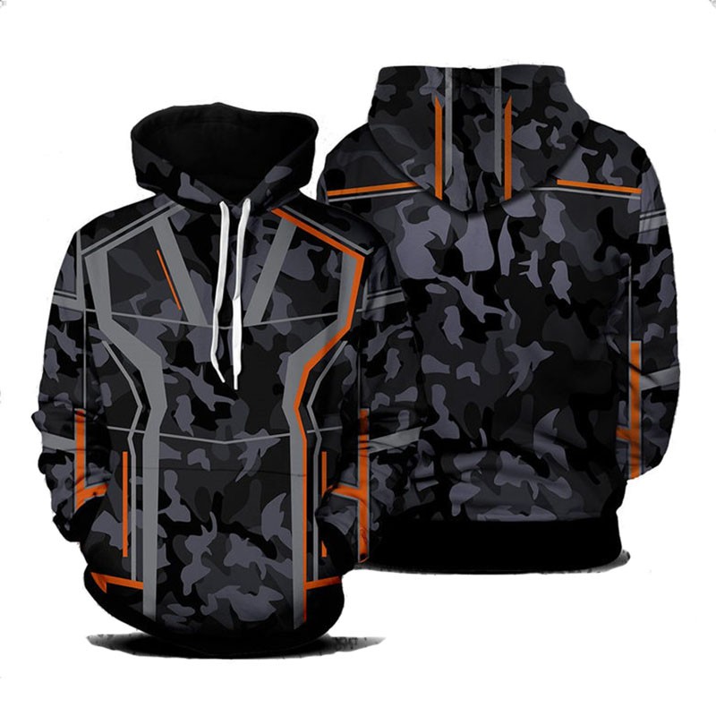 Áo Khoác Hoodie Dài Tay In Hình Người Sắt 3D Phối Khóa Kéo Thời Trang Cho Nam