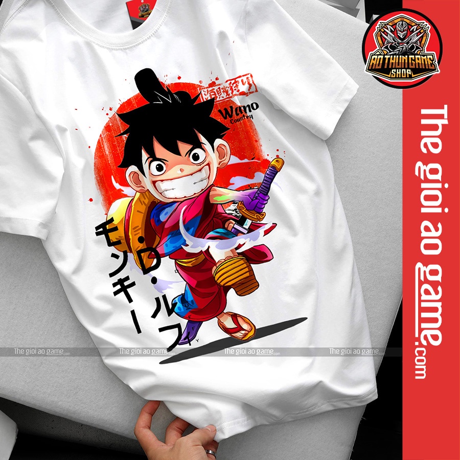 Áo Luffy Wano T14 mẫu mới cực đẹp / Áo thun One Piece Luffy mũ rơm có size bé cho trẻ em 25-90kg | AoThunGameVn